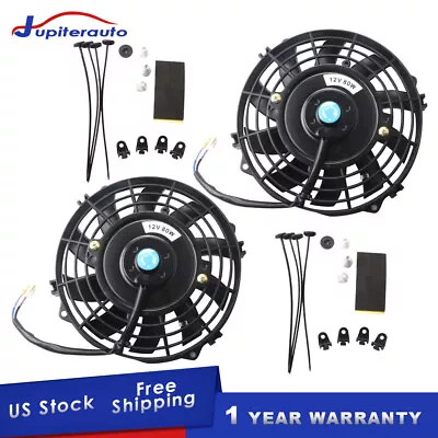 2X 7inch Universal Black Electric Radiator Slim Cooling Fan With 10 Blades New • $34.96