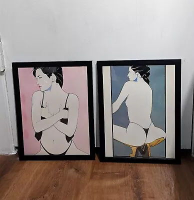 Patrick Nagel Framed Art Prints Bookplate Of Women 1980s 1985 Two Posters 9x12 • $45.99