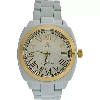 Captain Bling White Stainless Steel Watch: Textured White Dial Roman Numerals • $24.95