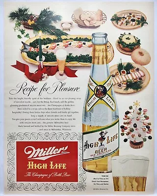 1952 Miller High Life Beer Holidays MCM Vintage Print Ad Poster Man Cave 50's • $10.88