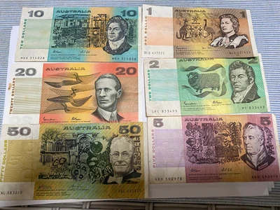 $185 • Buy Set Of Australian Bank Notes $1 $2 $5 $10 $20 &$50