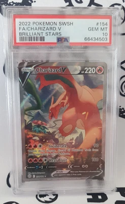 $486 • Buy 2022 Pokemon Charizard V Alt Full Art 154/172 Brilliant Stars PSA 10