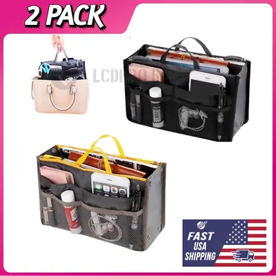 2Pack Women Travel Insert Handbag Organizer Purse Large Liner Organizer Tidy Bag • $9.72