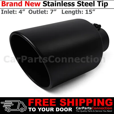 Angled Black 15 Inch Bolt On Exhaust Tip 4 In 7 Out Stainless Truck 203132 • $44.49