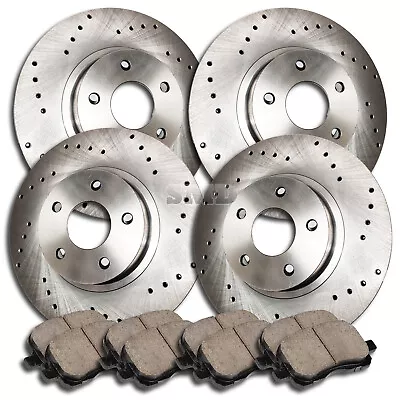 A0851 FRONT+REAR Drilled Brake Rotors Ceramic Pads FIT 2000 2001 Mustang Cobra • $265.99