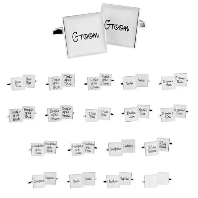 ASH GREY Square Wedding Script Cufflinks In Various Roles Boxed X2BOCW006 • £5.99