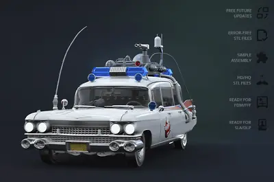 Ecto-1 Ghost Busters Resin 3d Printed DIY Model Kit 1:32 Scale • £79.99