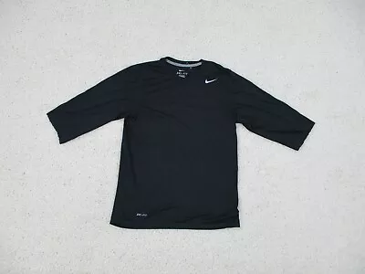 Nike Shirt Small Adult DriFit Black Lightweight Swoosh Cut Off 3/4 Sleeve Mens  • $12.75