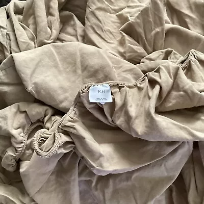 Restoration Hardware RH Linen Cotton Fitted King Sheet  Tan Color + 1 Pillowcase • $75