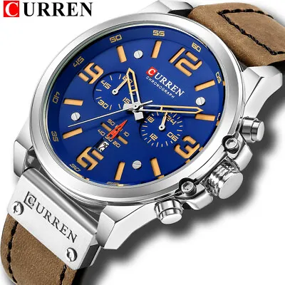 CURREN Men Watch Top Brand Men Military Sport Wristwatch Leather Quartz Watches • $19.57