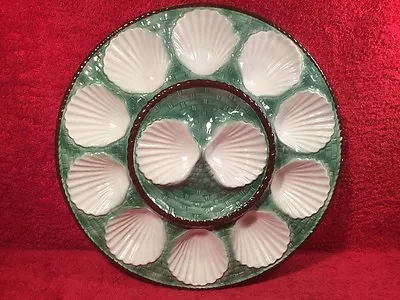 Oyster Plate   Large Master Oyster Platter French Majolica Platter  Longchamp • $495