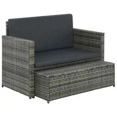 2-Piece Outdoor Sofa Set With Cushions Garden Patio Lounge Chairs Rattan Grey • $380.89