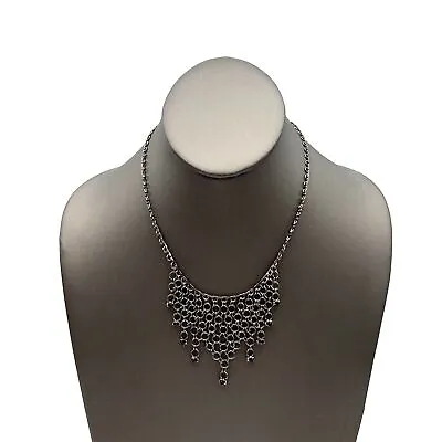 Gunmetal Chainmail Mesh Bib Purple Rhinestone Fashion Necklace • $24.80