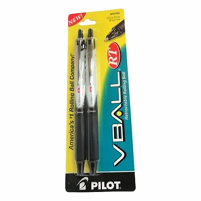 VBall RT Retractable Rolling Ball Pens Extra Fine Point (1 Pack Of 2 Pens) Bla • $7.98