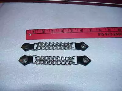    Motorcycle  Vest Chrome Chain  Extenders 6 Inch With Buffalo Head Set Of 2 • $11.95