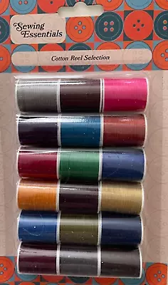 Pack Of 18 Cotton Sewing Threads - 30m Asst Repair Thread Reels - Dark Colours • £3.45