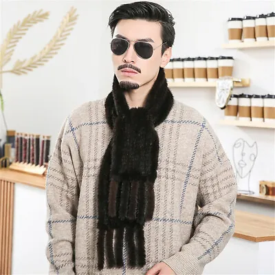 100% Real Mink Fur Scarf Thicken Winter Warm Knitted Neck Collar Easy Match • $54.74