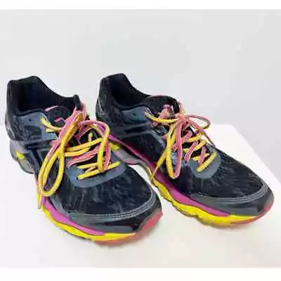Mizuno Wave Womens Creation 15 Shoes Black Pink Yellow 9.5 • $31.50