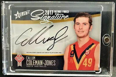 $224.95 • Buy 2017 SELECT AFL Platinum Draft Signature Callum Coleman-Jones #22/50 - FREE POST