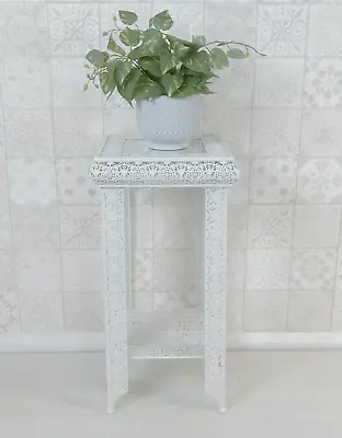 £65 • Buy White Lamp Plant Table Embossed Moroccan Style Metal Glass (GZ447)