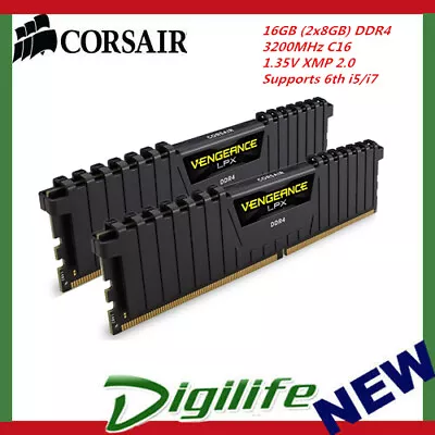 Corsair Vengeance LPX 16GB (2x8GB) DDR4 3200MHz Memory Supports 6th Core I5/i7 • $77