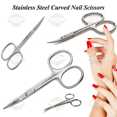 1 Stainless Steel Nail Scissors Curved Manicure Finger Toe Cuticle Nail Scissors • £2.45
