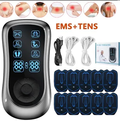 Tens Unit Machine EMS Muscle Stimulator Electrotherapy Device Rechargeable NEW • $19.99