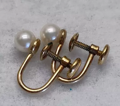 Vintage Van Dell 12 K Gold Filled Pearl Screw Back Earrings • $22.99