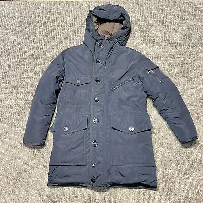 Vtg Moncler Women’s Down Parka Navy Blue Size Medium Hooded Full Zip • $99.99