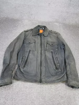 Hugo Boss Jacket Mens 38 Gray Lamb Leather Moto • $119.99