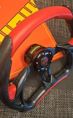 Momo Sports Steering Wheel & Quick Release Combo Carbon Fiber Wrap & Red Leather • $175