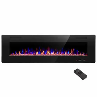 60'' Electric Fireplace Recessed Wall Mounted Fireplace Heater Ultra Thin • $222.99