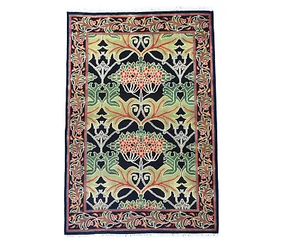 $346.50 • Buy 4X6 Black William Morris Inspired Hand Knotted Wool Area Rug Oriental Carpet 