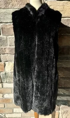 Donna Salyers Fabulous Faux Furs Vest Mink Womens Sz L Black Front Hooks • $88.88