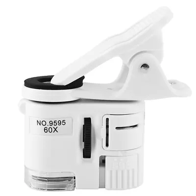 9595W 60X Magnifying Glass LED UV Light Mini Mobile Phone Clip Microscope MFSHFE • $15.19