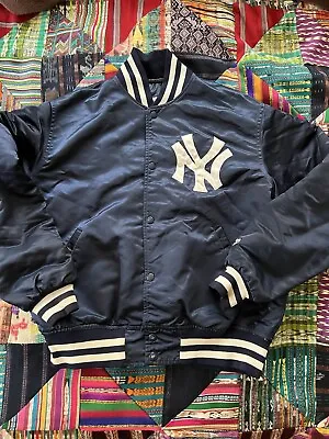 Vintage New York Yankees MLB Baseball Satin Starter Jacket USA Men's Large L • $98