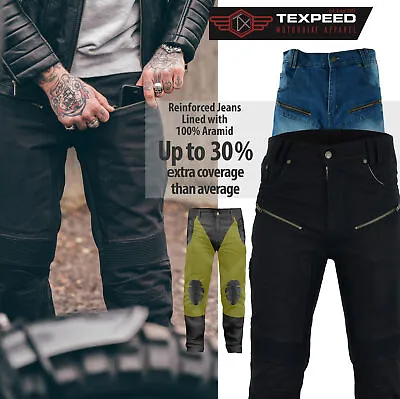 Motorcycle Jeans Motorbike Trousers Made With KEVLAR® Biker Armour Protection • $67.81