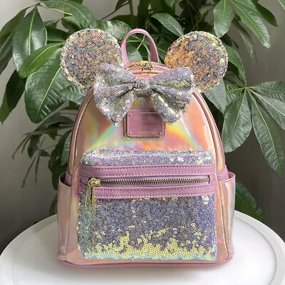 Minnie Mouse Loungefly Sequin Backpack Women Mini Shoulder Bag Handbag Disney • £71.62