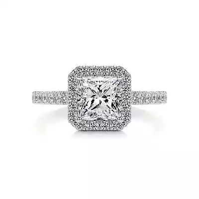 Lab Grown 1.50Ct Princess IGI Certified Diamond Beautiful Halo Wedding Pave Ring • £1224.76