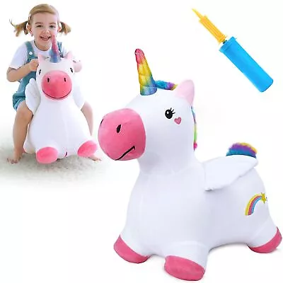 ILearn Bouncy Pals Unicorn Horses Toddler Girl Bouncing Animal Hopper Inflatable • $41.20
