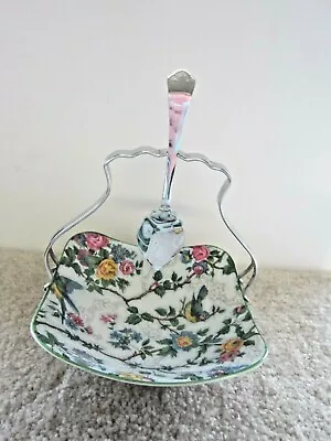 Vtg Midwinter Staffordshire England Porcelain Floral Chintz Dish Spoon & Holder  • $9.74