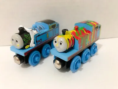 Thomas & Friends Wooden PAINT-SPLATTERED THOMAS & THOMAS COMES TO BREAKFAST Lot • $17.99