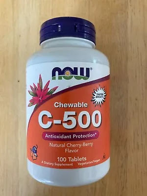 Now Foods Vitamin C-500 Chewable Cherry Flavor 100 Tablets • $12.45