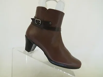 MUNRO Brown Leather Zip Buckle Ankle Fashion Boot Booties Size 7 M • $23.74