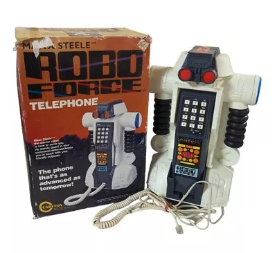 VTG 80s Maxx Steele Robo Force Touch Tone Robot Phone Box 1984 Carlton CBS 7760 • $51.90