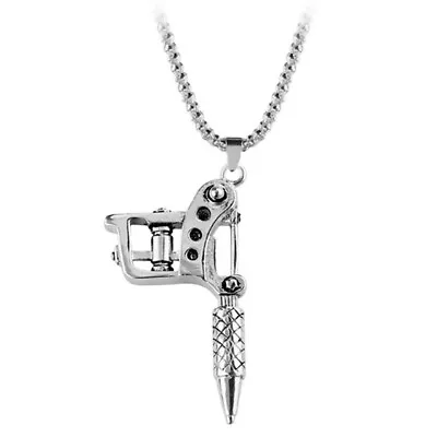 Mini Tattoo Machine Tool Pendant Necklace Punk Vintage Tattoo Key Holdyu • $2.61