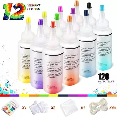 Tie Dye Kit Vibrant Colours Fabric Tye Dye Textile Paint Set For Kids & Adults • £5.47