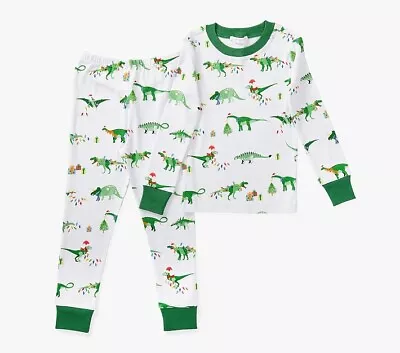 NEW Pottery Barn Kids CHRISTMAS Dino Organic 2 Piece Pajama Set • $29.99