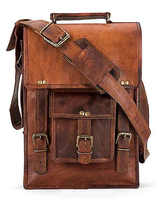 New Men's Vintage Brown Leather Full Flap Messenger Laptop Satchel Shoulder Bag • $60.45