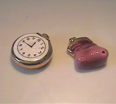 Vintage 1960's Miniature Ceramic Arcadia Shakers Clock And Coin Purse • $42.50